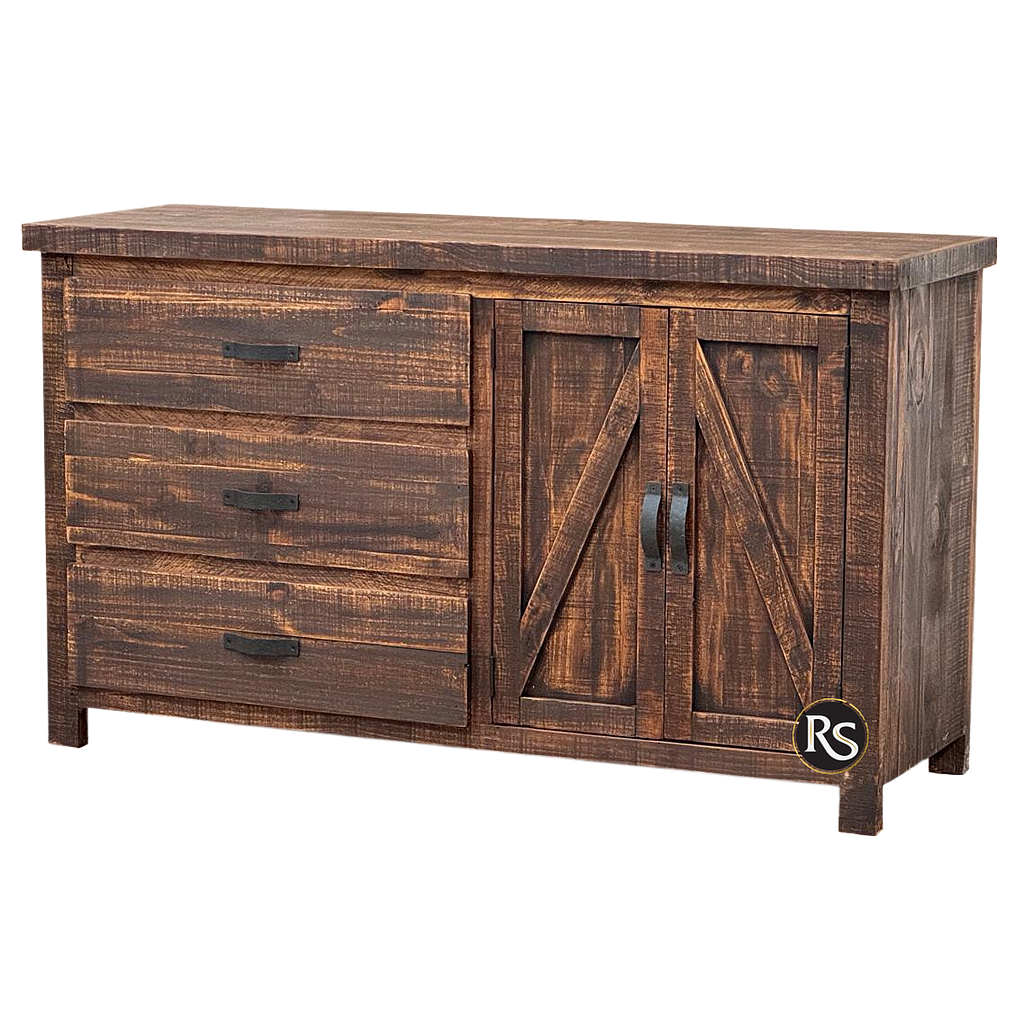 COMODA BAJA 3 CAJONES 2 PUERTAS RANCHO